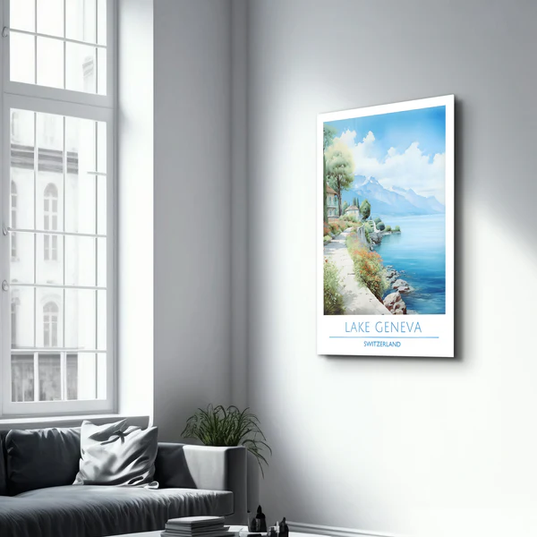 Lake Geneva Switzerland-Travel Posters | Glass Wall Art - Image 2