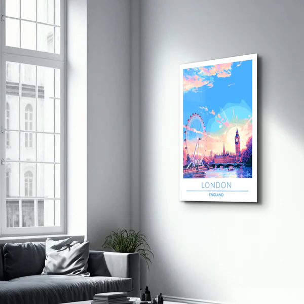 London England-Travel Posters | Glass Wall Art - Image 2
