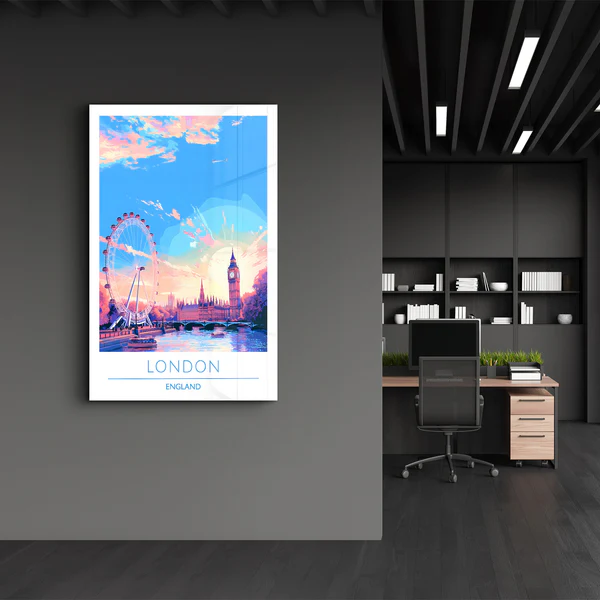 London England-Travel Posters | Glass Wall Art - Image 3