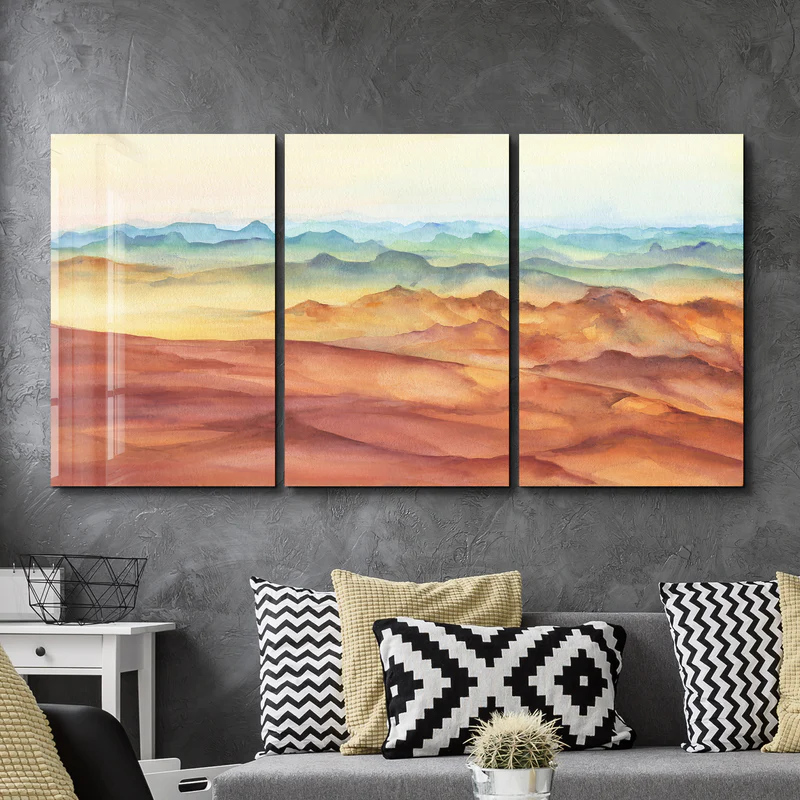 ・"Sand Sea - Trio"・Glass Wall Art - Image 2