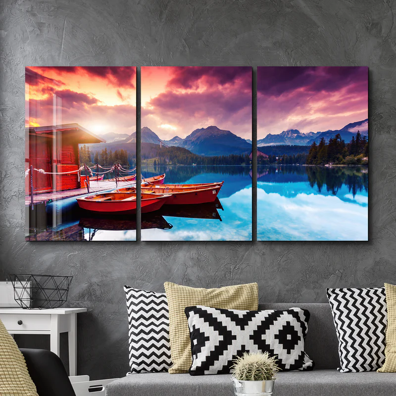 ・"Silent Lake V1 - Trio"・Glass Wall Art - Image 2