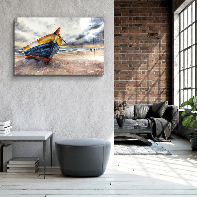 ・"Boat On the Beach"・Glass Wall Art - Image 3