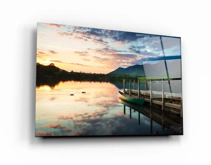 ・"Lake Landscape"・Glass Wall Art