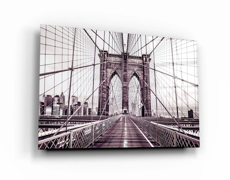 ・"Brooklyn Bridge Retro Bronze"・Glass Wall Art