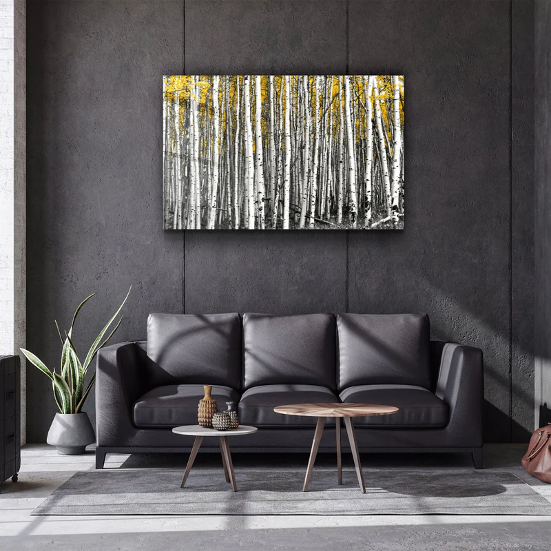 ・"Abstract White Trees"・Glass Wall Art - Image 2