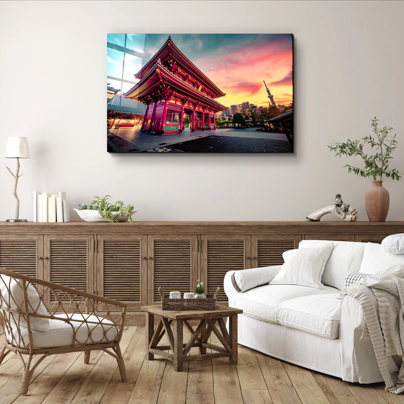 ・"Sensoju Temple with dramatic sky - Tokyo"・Glass Wall Art - Image 2