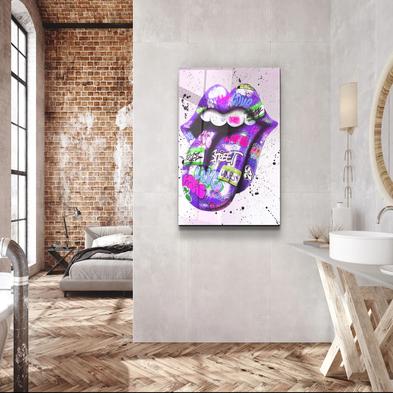 ・"Tongue - Purple"・Designer's Collection Glass Wall Art - Image 3