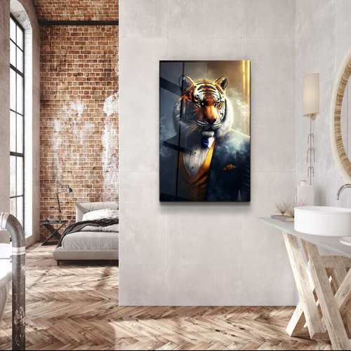 ・"Mr. Tiger"・Secret World Collection Glass Wall Art - Image 2