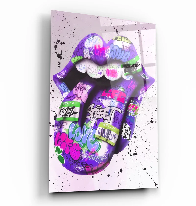 ・"Tongue - Purple"・Designer's Collection Glass Wall Art