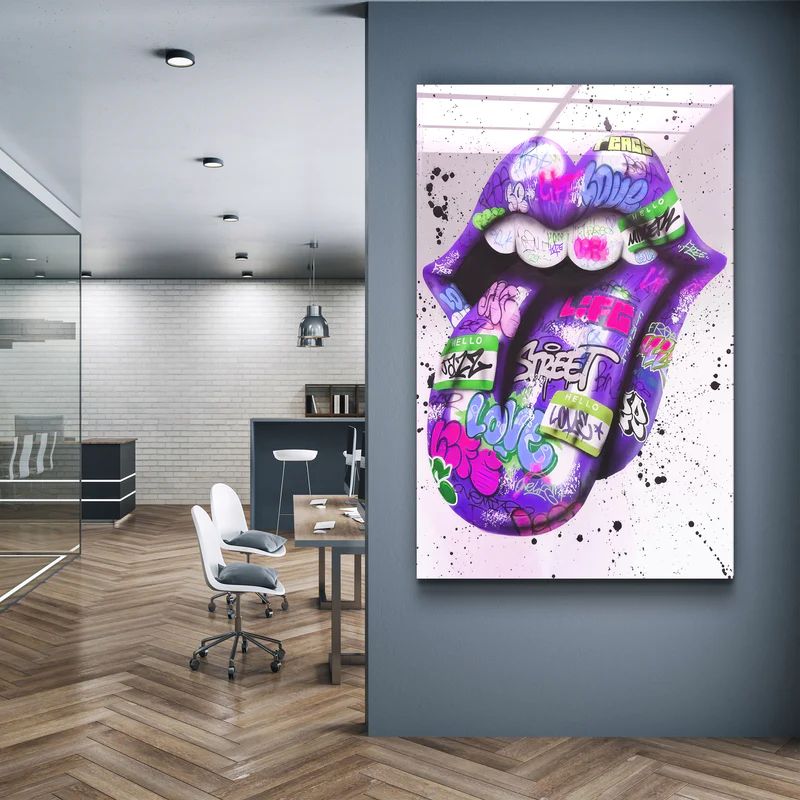 ・"Tongue - Purple"・Designer's Collection Glass Wall Art - Image 2