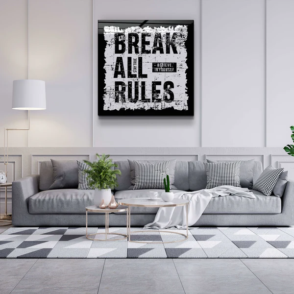 ."Brake All Rules". Motivational Glass Wall Art - Image 3