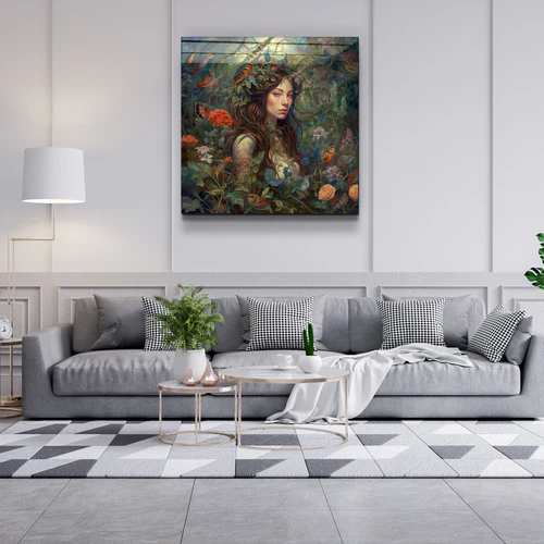 ."Bird Princess". Secret World Collection Glass Wall Art - Image 2