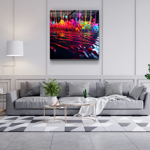 ."Paint Drops V3". Designers Collection Glass Wall Art - Image 3