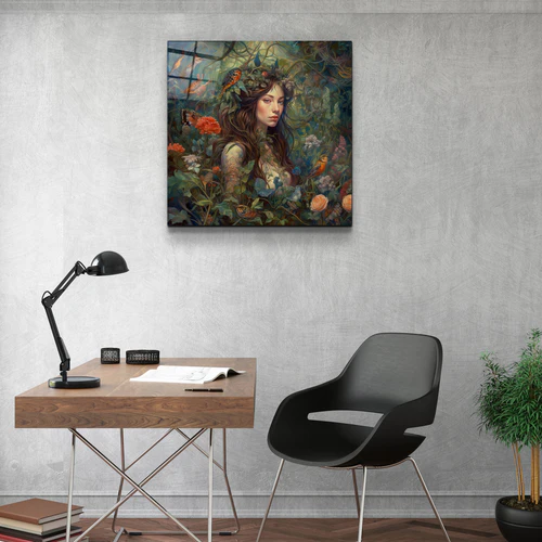 ."Bird Princess". Secret World Collection Glass Wall Art - Image 3