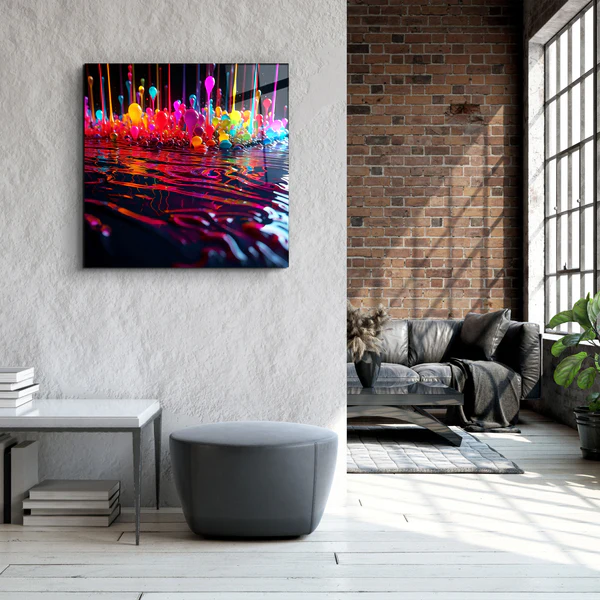 ."Paint Drops V3". Designers Collection Glass Wall Art - Image 2