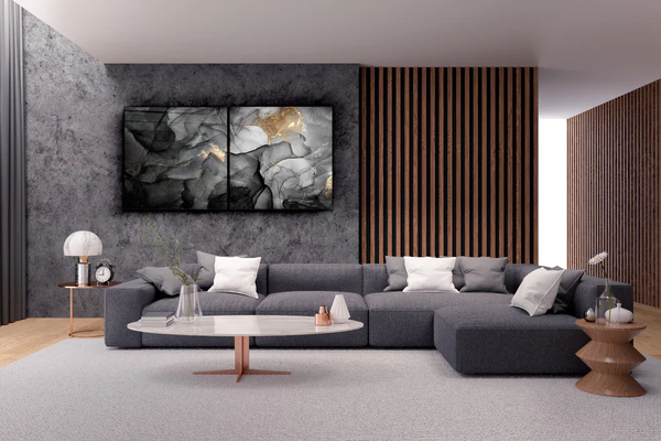 ・"Black Marble - Duo"・Glass Wall Art - Image 3