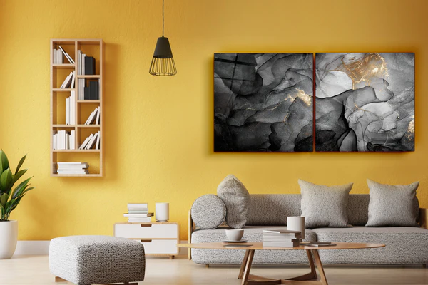 ・"Black Marble - Duo"・Glass Wall Art - Image 2