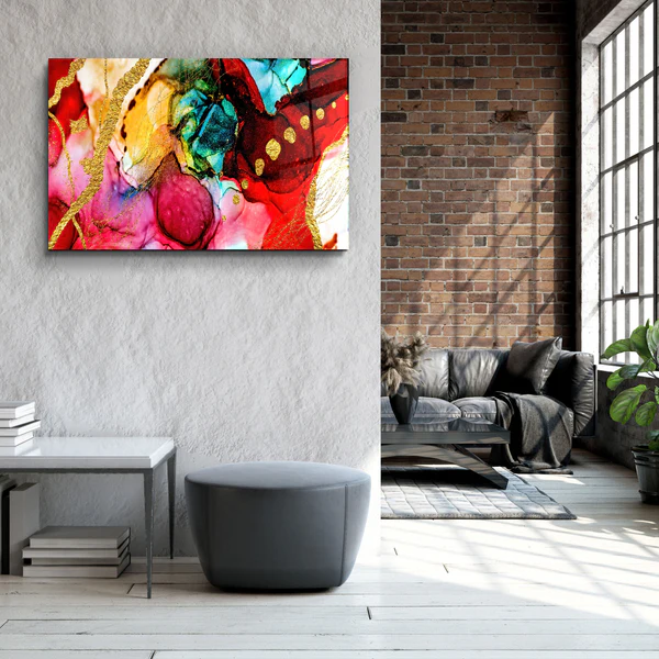 ・"Marble Design With Golden Touches"・Glass Wall Art - Image 3