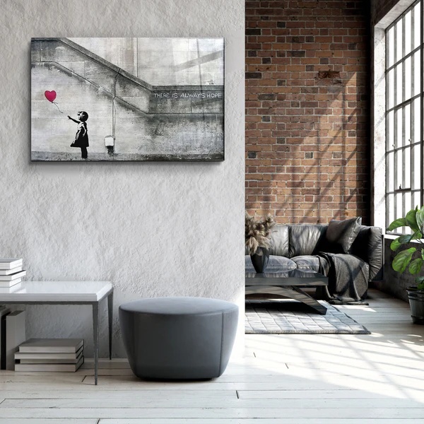 ・"Banksy - Hope"・Glass Wall Art - Image 3