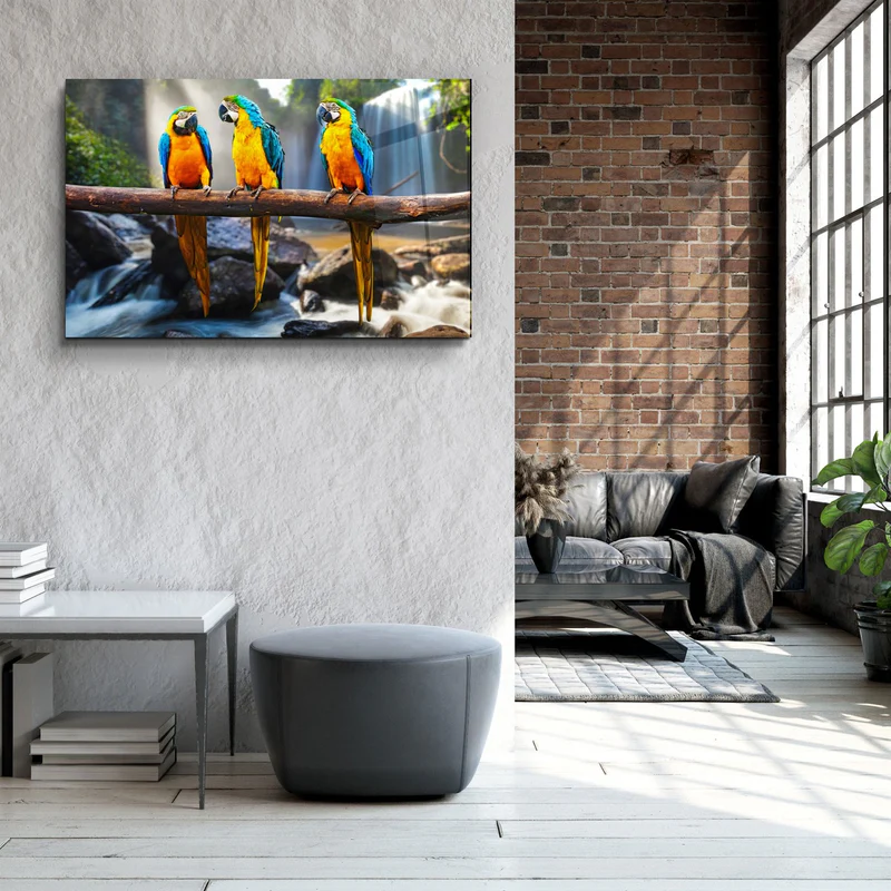 ・"Parrots"・Glass Wall Art - Image 3