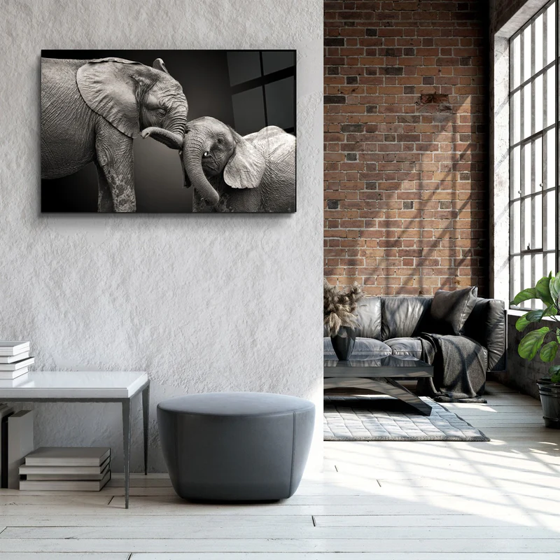 ・"Elephants"・Glass Wall Art - Image 3