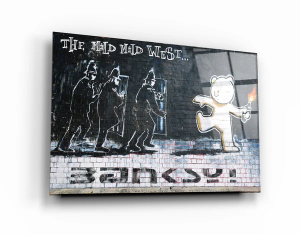 "Banksy - The Mild Mild West"ć»Glass Wall Art - Image 2