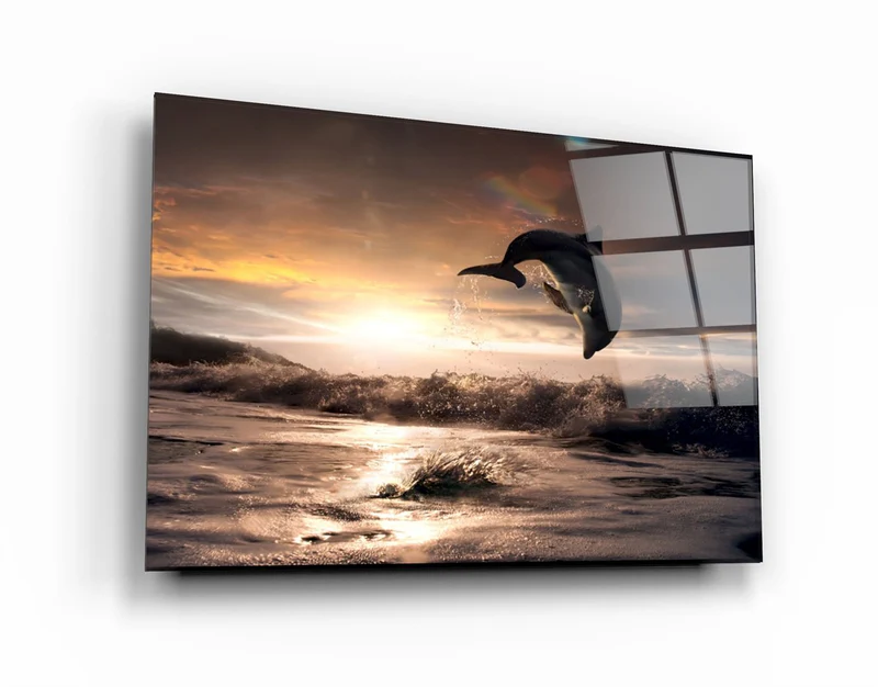 ・"Dolphin"・Glass Wall Art