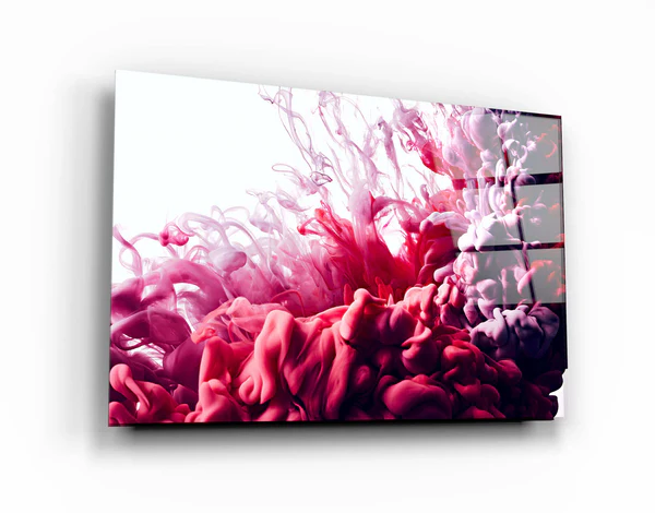 ・"Smokes - Red to Pink"・Glass Wall Art