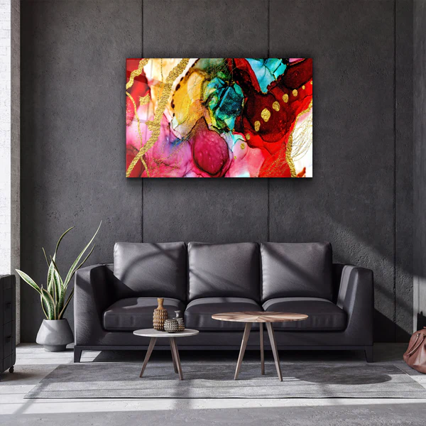 ・"Marble Design With Golden Touches"・Glass Wall Art - Image 2