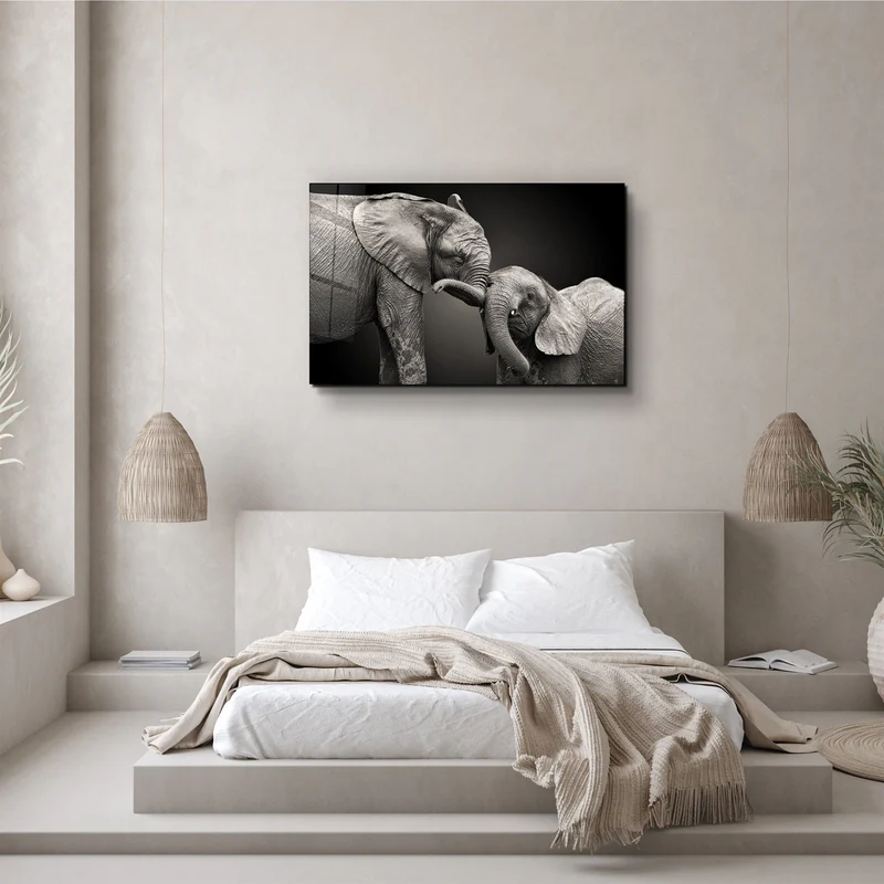 ・"Elephants"・Glass Wall Art - Image 2